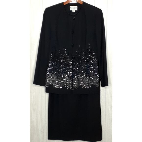 Ladies John Meyer of Norwich 2 Piece Skirt Suit Size 10 Beaded Embellished - Picture 1 of 9